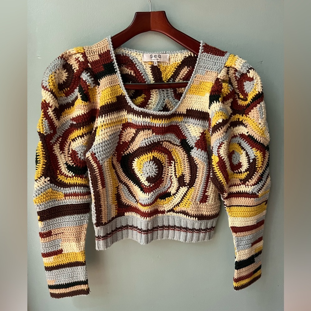 Sea New York Hand-Knit Wool Agnes Sweater Size Small